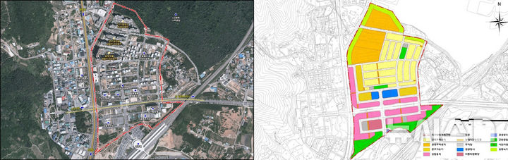 나주 송월지구 위성사진과 토지이용계획도. (이미지=나주시 제공) photo@newsis.com