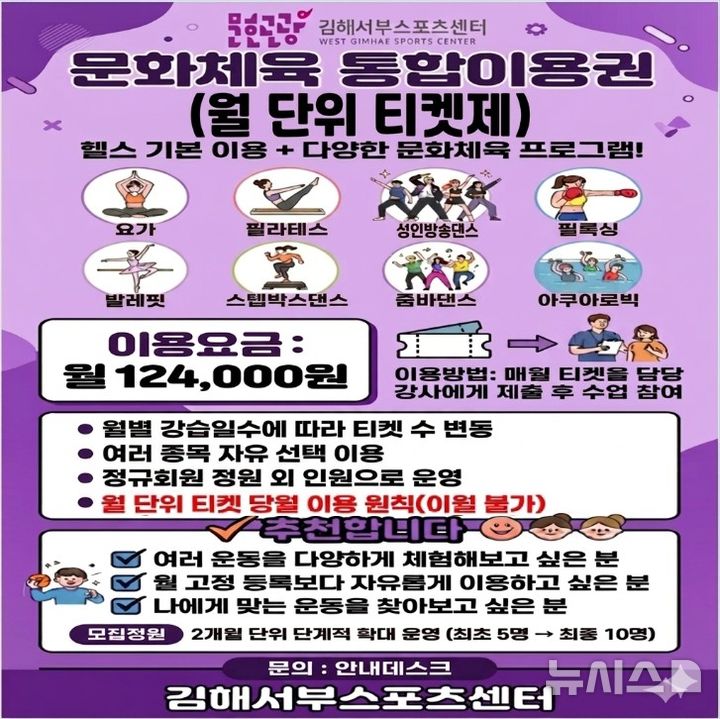 [김해=뉴시스]문화체육 티켓제 통합이용권 도입. (사진=김해시 제공). 2026.04.24. photo@newsis.com