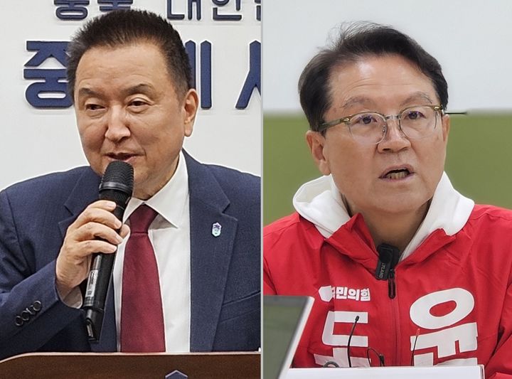 김영환(왼쪽) 충북지사와 윤갑근 국민의힘 충북지사 예비후보. (사진=뉴시스DB) *재판매 및 DB 금지