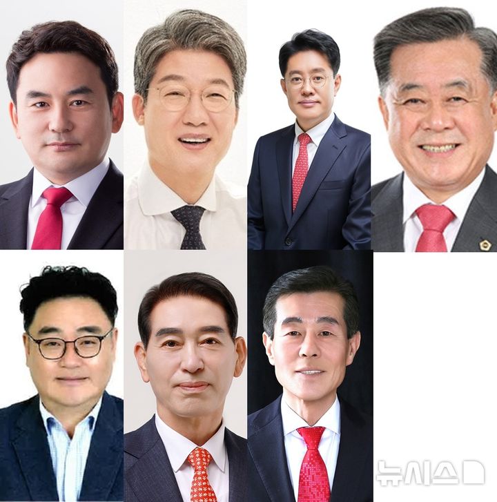 [포항=뉴시스] 안병철 기자 = (사진 왼쪽 상단부터) 김상일 예비후보, 김상백 예비후보, 박정호 예비후보, 김희수 예비후보, (사진 왼쪽 하단부터) 주해남 예비후보, 조영원 예비후보, 서재원 예비후보.(사진=중앙선거관리위원회 제공) 2026.04.26. photo@newsis.com
