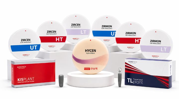 쿠보텍 디지털 임플란트 및 보철 소재 제품군 라인업. (사진=쿠보텍) *재판매 및 DB 금지
