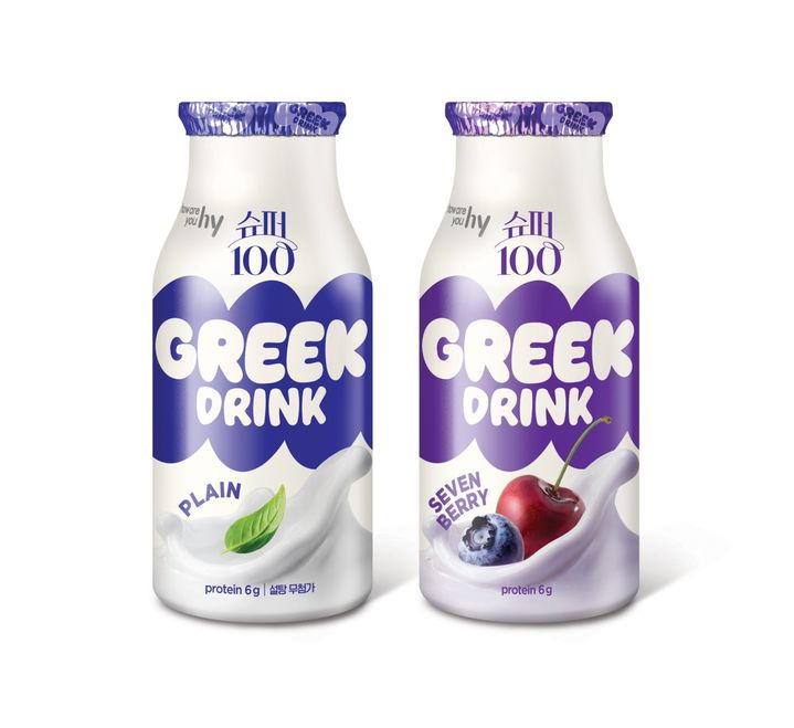 [서울=뉴시스] hy가 마시는 타입의 그릭요거트 '슈퍼100 그릭드링크' 2종을 출시한다.(사진=hy) *재판매 및 DB 금지
