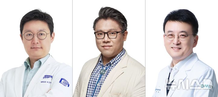 [인천=뉴시스] 이종혁 가톨릭대 인천성모병원 혈액내과 교수(왼쪽부터), 윤재호 가톨릭대 서울성모병원 혈액내과 교수, 이석 이대목동병원 혈액내과 교수. (사진=인천성모병원 제공) 2026.04.27. photo@newsis.com