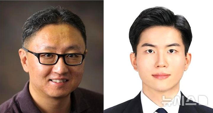 [포항=뉴시스] 포스텍 기계공학과 김석 교수(왼쪽), 통합과정 이상엽씨 연구팀이 머리카락 굵기의 10분의 1 수준에 불과한 초박막 실리콘 양면에 핵심 반도체 공정을 구현하는 데 성공했다. (사진=포스텍 제공) 2026.04.27. photo@newsis.com