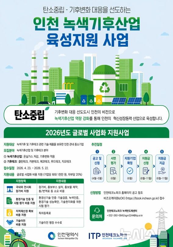 인천TP, 중기 녹색기후산업 글로벌 진출 지원한다 - 뉴스 썸네일 이미지