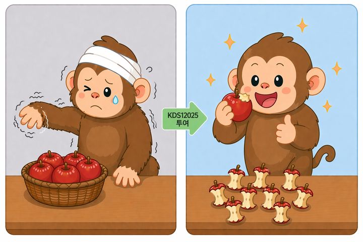 뇌졸중 원숭이에 IBS 연구진이 개발한 신약 후보물질 'KDS12025'를 투여한 결과 과일을 집어먹는 실험에서 운동기능이 완전히 회복됐음을 확인했다. (사진=IBS 제공) *재판매 및 DB 금지