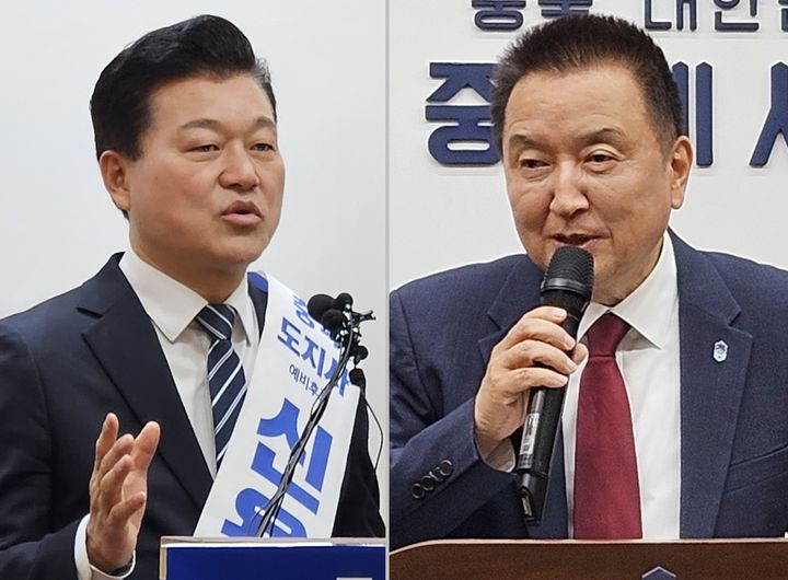 더불어민주당 신용한(왼쪽) 충북지사 후보와 국민의힘 소속 김영환 현 충북지사. (사진=뉴시스DB) *재판매 및 DB 금지