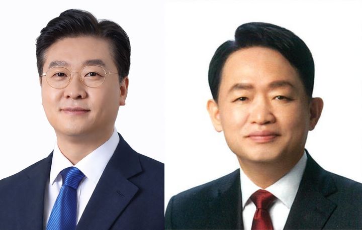 [인천=뉴시스] 더불어민주당 남궁형 제물포구청장 후보(왼쪽)와 국민의힘 김찬진 제물포구청장 후보. (사진=뉴시스 DB). photo@newsis.com *재판매 및 DB 금지