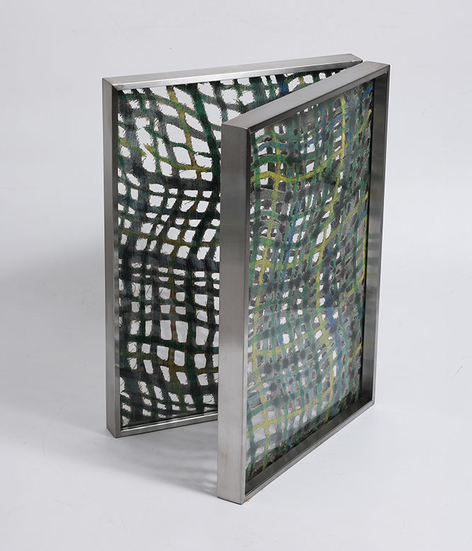 Folding Wind, 2024, Oil and Ink on Linen, Hand-Cut, Stainless Framed, 53.3x38.2cm *재판매 및 DB 금지