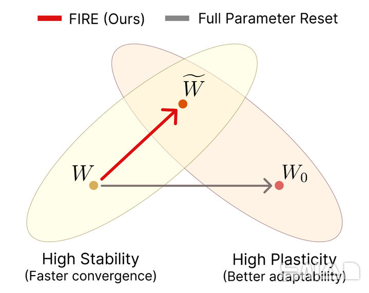 가중치 재정렬 기반 재초기화 기법 'FIRE' 모식도. (이미지=GIST 제공) photo@newsis.com *재판매 및 DB 금지