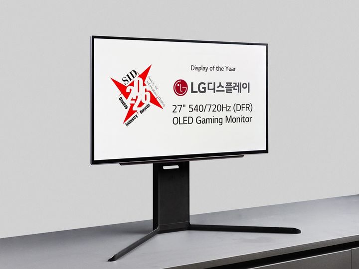 [서울=뉴시스] LG디스플레이는 ‘27인치 540/720HZ (DFR) OLED 게이밍 모니터’ 패널이 SID(국제정보디스플레이학회)의 최고 영예상 ‘올해의 디스플레이’를 수상했다고 29일 밝혔다. (사진=LG디스플레이 제공). 2026.04.29. hong1987@newsis.com *재판매 및 DB 금지