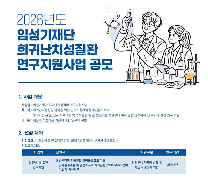 [서울=뉴시스] 한미그룹 임성기 재단이 올해 희귀난치성질환 연구지원 사업을 공모한다. (사진=한미그룹 제공) 2026.04.29. photo@newsis.com *재판매 및 DB 금지