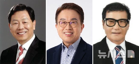 [남원=뉴시스] 제9회 전국동시지방선거 남원시장선거에 출마하는 (가나다순 왼쪽부터) 조국혁신당 강동원 예비후보, 민주당 양충모 예비후보, 무소속 황의돈 예비후보. *재판매 및 DB 금지