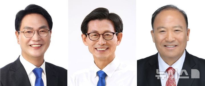 [고창=뉴시스] 제9회 전국동시지방선거 고창군수선거에 출마하는 (가나다순 왼쪽부터) 민주당 심덕섭 예비후보, 조국혁신당 유기상 예비후보, 무소속 장명식 예비후보. *재판매 및 DB 금지