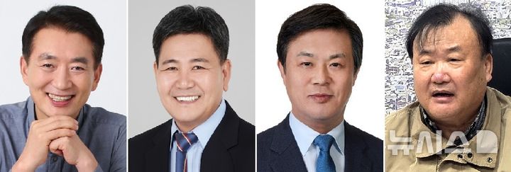 [정읍=뉴시스] 제9회 전국동시지방선거 정읍시장선거에 출마하는 (가나다순 왼쪽부터) 조국혁신당 김민영 예비후보, 무소속 김재선 예비후보, 민주당 이학수 시장, 무소속 최영운 예비후보. *재판매 및 DB 금지