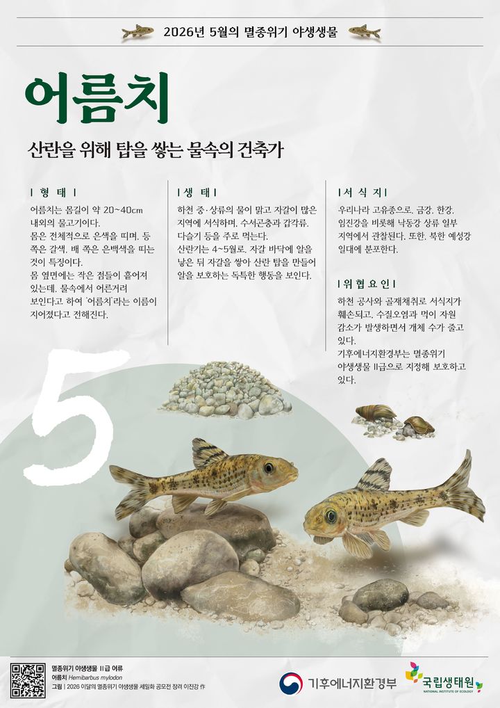 [세종=뉴시스]5월의 멸종위기 야생생물 포스터다. (사진=기후부 제공) *재판매 및 DB 금지