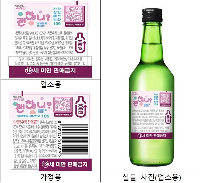 [부산=뉴시스] 대선주조 보조상표 ×'괜찮니?' 문구 사진. (사진=부산시 제공) 2026.04.30. photo@newsis.com *재판매 및 DB 금지