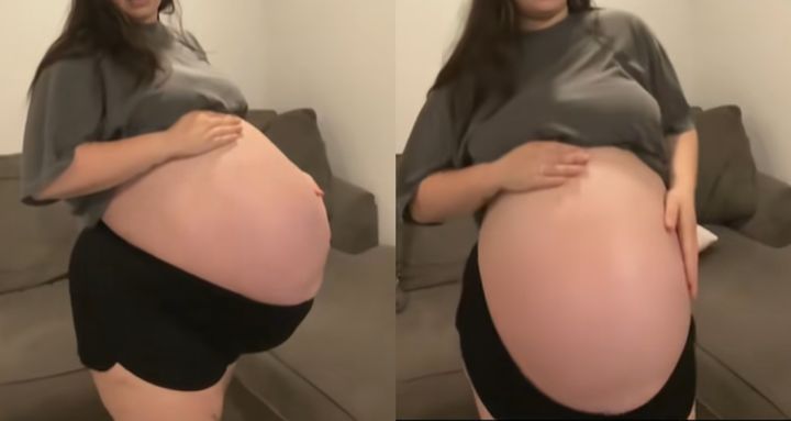 [서울=뉴시스] 멕시코의 한 임산부가 평균보다 훨씬 부풀어 오른 배 사진을 공개해 화제다. (사진=에디스 틱톡 갈무리) *재판매 및 DB 금지