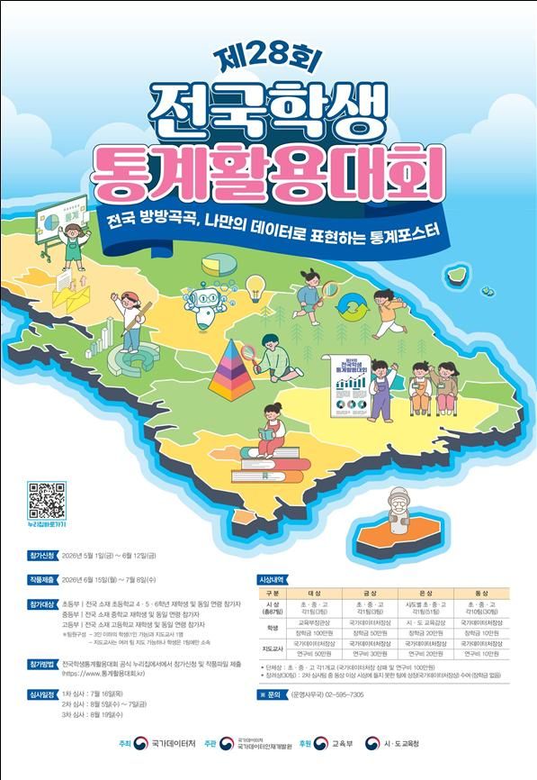 [세종=뉴시스] 국가데이터처는 전국 초·중·고 재학생 및 동일 연령 참가자를 대상으로 '제28회 전국학생통계활용대회'를 개최한다고 30일 밝혔다. 사진은 관련 포스터. (사진=데이터처 제공) 2026.04.30. photo@newsis.com *재판매 및 DB 금지