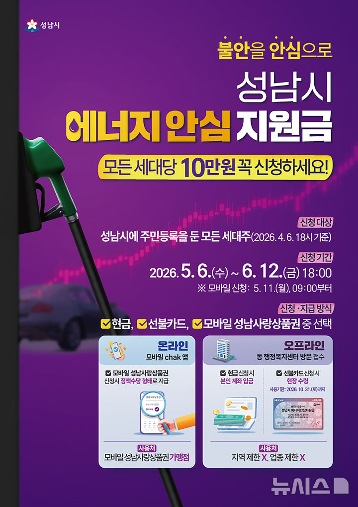 [성남=뉴시스] 경기 성남시 에너지 안심지원금 홍보문. (사진=성남시 제공) 2026.04.30. photo@newsis.com