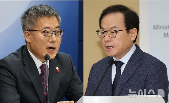 [서울=뉴시스] 김석우 전 법무부 차관(왼쪽)과 김승호 전 인사혁신처 처장.