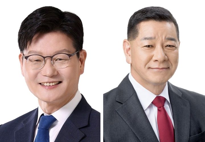 [공주=뉴시스] 송승화 기자 = 더불어민주당 (왼쪽)김정섭, 국민의힘 최원철 공주시장 예비후보. ssong1007@newsis.com *재판매 및 DB 금지