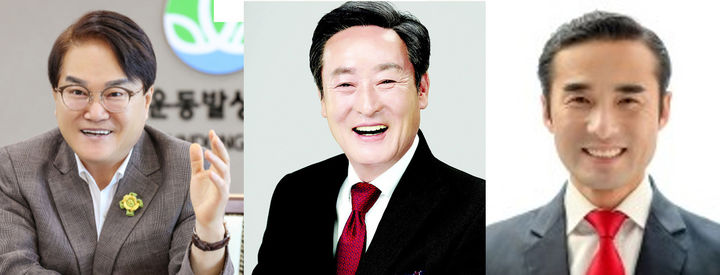 경북 청도군수 선거 출마자. (왼쪽부터) 국민의힘 김하수 후보, 무소속 박권현 후보와 이승민 후보 *재판매 및 DB 금지