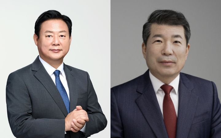 더불어민주당 신동화 후보와 국민의힘 백경현 구리시장. *재판매 및 DB 금지