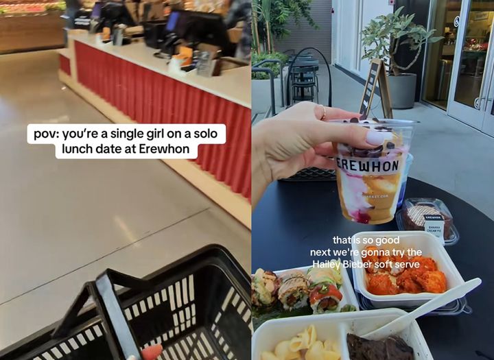 [서울=뉴시스] 미국 로스앤젤레스(LA)의 싱글들이 원하는 이성과의 데이트를 위해 데이팅 앱 대신 고급 식료품점 '에레혼'(Erewhon)으로 향하고 있다. (사진=틱톡 갈무리) *재판매 및 DB 금지
