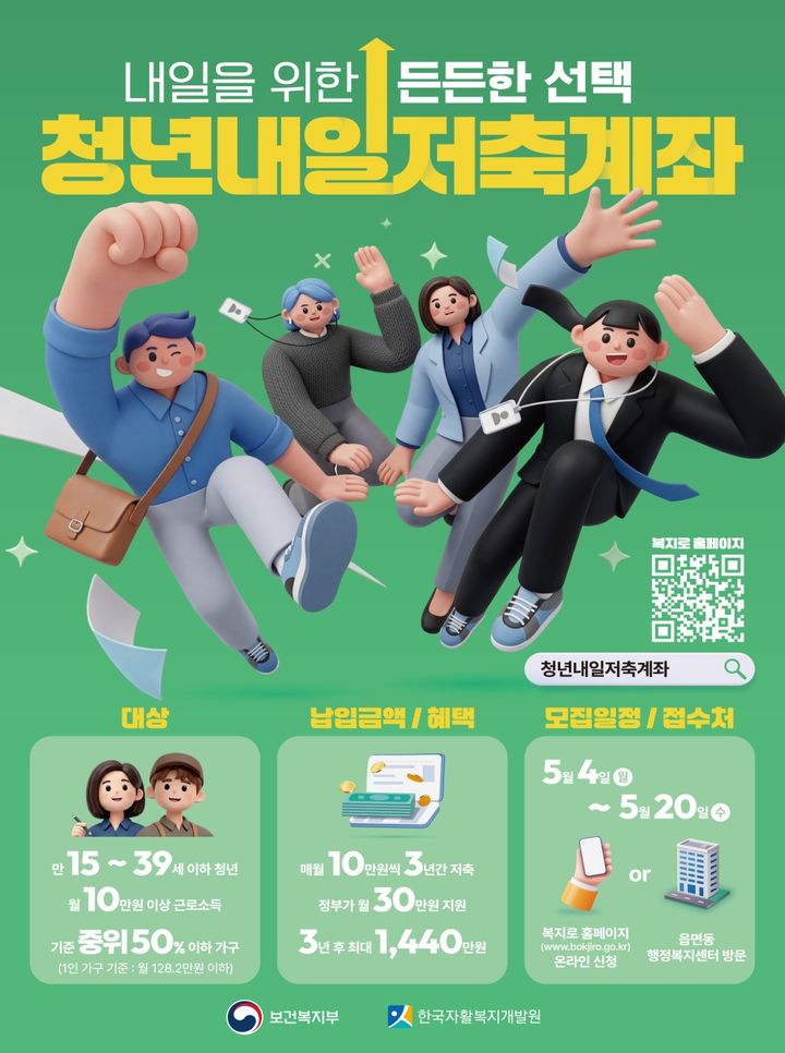 [세종=뉴시스]청년내일저축계좌 모집 포스터. (사진=보건복지부 제공) 2026.04.30. photo@newsis.com *재판매 및 DB 금지