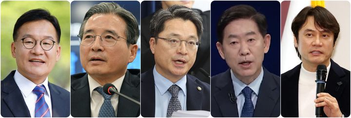 광주 광산을 보선 민주당 전략공천 후보군. 맨 왼쪽부터 강위원, 김용범, 문신학, 백승주, 황현필. (사진=뉴시스DB 또는 TV캡쳐) *재판매 및 DB 금지