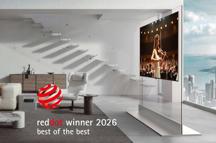 [서울=뉴시스] LG전자의 무선 월페이퍼 TV 'LG 올레드 에보 W6'가 레드닷 디자인 어워드 2026에서 '최고상(Best of the Best)'을 받았다.(사진=LG전자 제공) *재판매 및 DB 금지