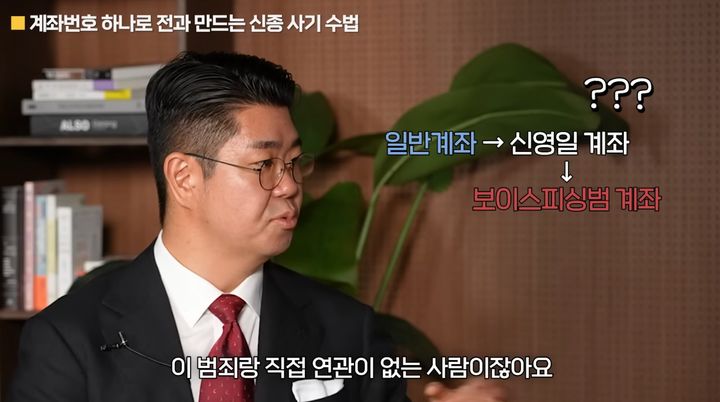 [서울=뉴시스] 박기태 변호사가 계좌 동결을 이용한 이른바 '통장 묶기 사기'의 위험성과 대처 방안에 대해 설명했다. (사진=지식한상 유튜브 캡처) *재판매 및 DB 금지