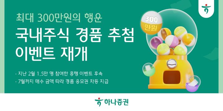 하나증권, 국내주식 경품 이벤트…"최대 300만원 혜택"