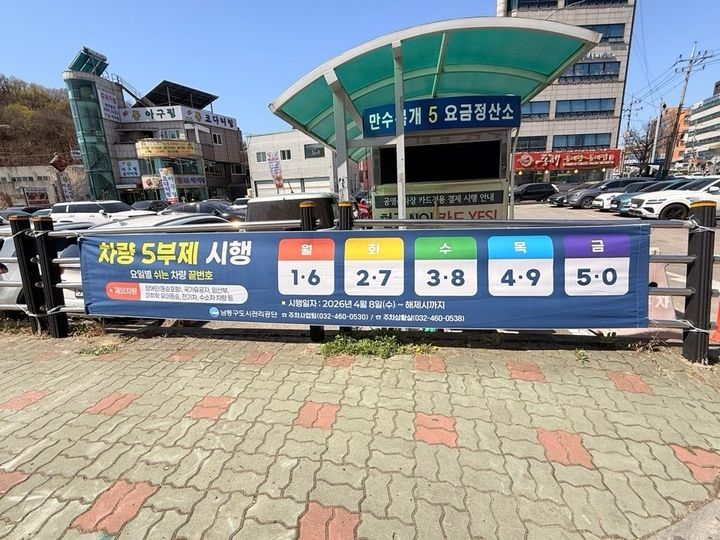 [인천=뉴시스] 인천 남동구 공영주차장 5부제 확대. (사진=남동구 제공) 2026.05.04. photo@newsis.com *재판매 및 DB 금지