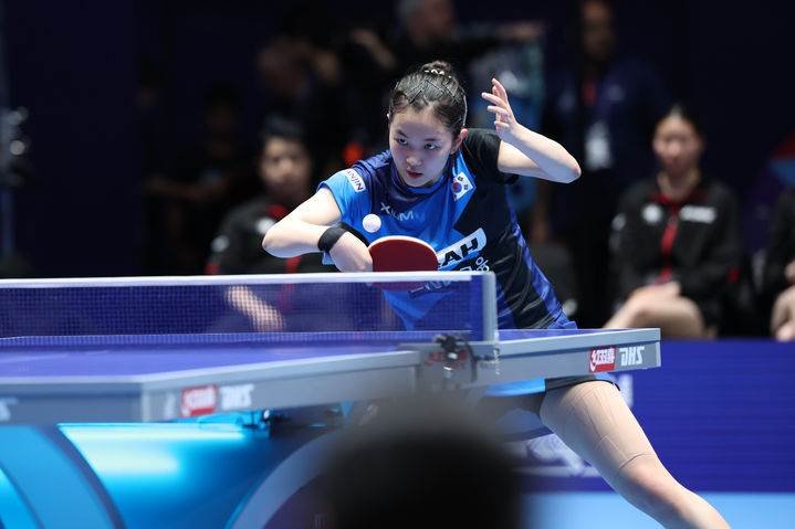 [서울=뉴시스] 2026 국제탁구연맹(ITTF) 세계탁구선수권대회 단체전 캐나다와의 32강에 나선 김나영. (사진=대한탁구협회 제공) 2026.05.05. *재판매 및 DB 금지