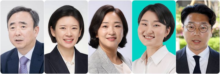 광주 광산을 국회의원 보궐선거 출마자들. 맨 왼쪽부터 민주당 임문영, 조국혁신당 배수진, 진보당 전주연, 기본소득당 신지혜, 무소속 구본기 예비후보. (사진=뉴시스DB·페이스북 갈무리) *재판매 및 DB 금지