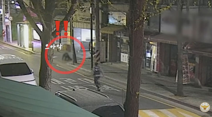 [서울=뉴시스] 밤늦은 시각 인천의 한 주택가에서 차량 털이를 시도하며 도주하던 절도범이 끈질긴 추격을 벌인 경찰에 붙잡혔다. (사진=대한민국 경찰청 유튜브 캡처)  *재판매 및 DB 금지