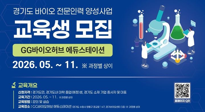 경기도 "현장 맞춤형 바이오 전문인력 500여명 양성"