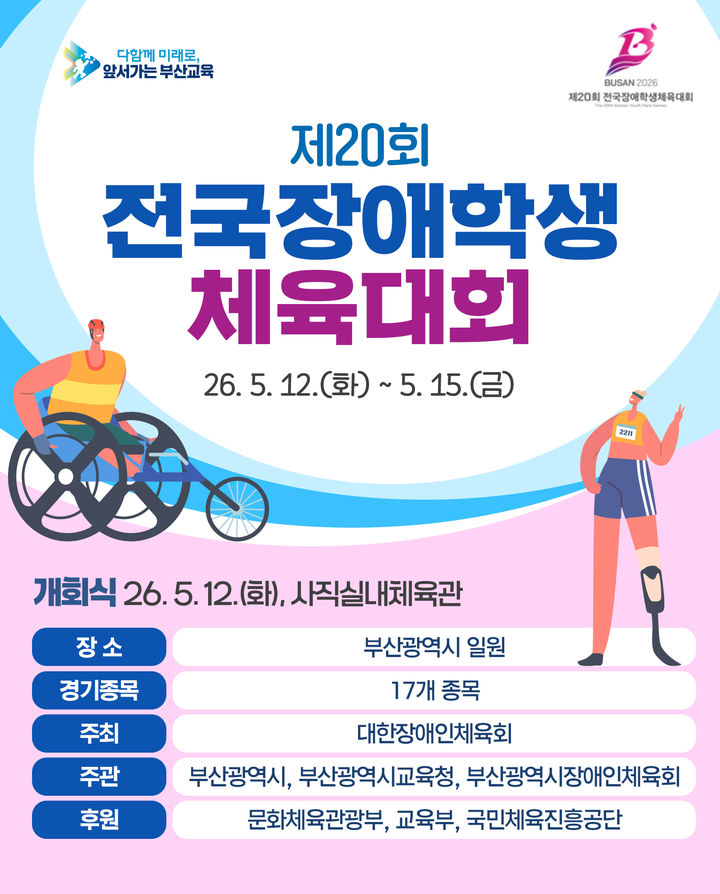 [부산=뉴시스] 부산시교육청은 오는 12~15일 부산에서 처음으로 '제20회 전국장애학생체육대회'가 열린다고 11일 밝혔다. (사진=부산교육청 제공) 2026.05.11. photo@newsis.com *재판매 및 DB 금지