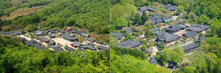[순천=뉴시스] 송광사(왼쪽)와 선암사 전경. photo@newsis.com *재판매 및 DB 금지