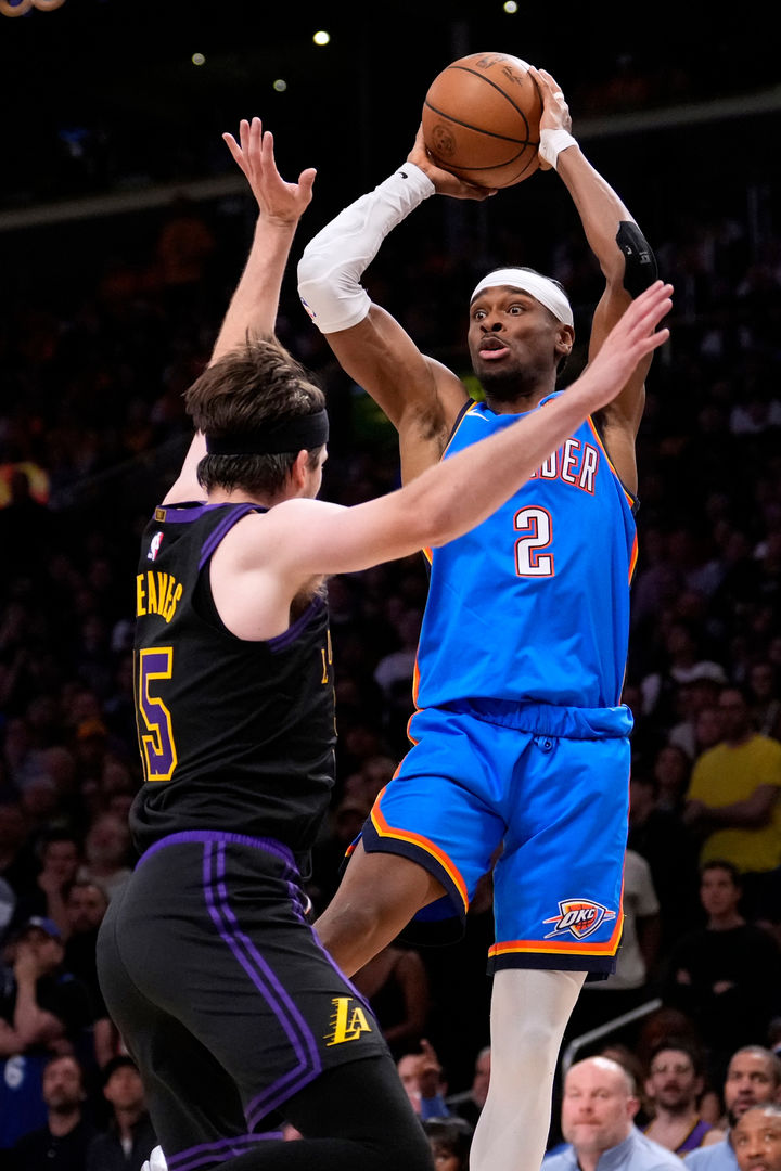 [로스앤젤레스=AP/뉴시스] 미국프로농구(NBA) 오클라호마시티 선더의 샤이 길저스알렉산더. 2026.05.12