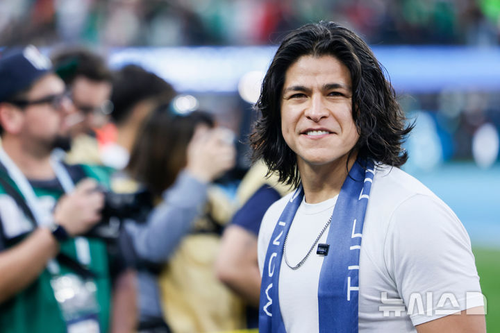 [잉글우드=AP/뉴시스] 미국 잉글우드에서 열린 'CONCACAF 네이션스 리그' 결승전에 참석한 배우 크리스토 페르난데스. 2025.03.23.