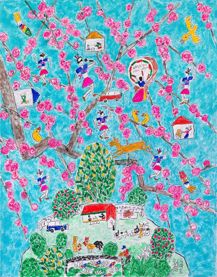 이왈종, 제주 생활의 중도, 2026, 장지에 혼합재료, 116.8x91.0cm *재판매 및 DB 금지