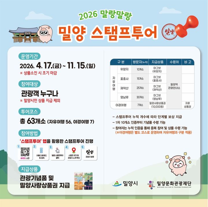[밀양=뉴시스] 말랑말랑 밀양 스탬프투어 안내 포스터. (사진=밀양시 제공) 2026.05.13. photo@newsis.com *재판매 및 DB 금지
