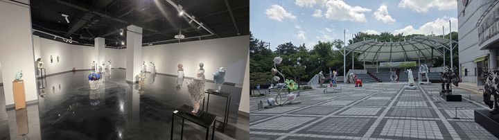 [대구=뉴시스] 대구 서구문화회관 기획 야외조각전 실내(왼쪽)과 실외 모습. (사진=대구 서구 제공) 2026.05.13. photo@newsis.com *재판매 및 DB 금지
