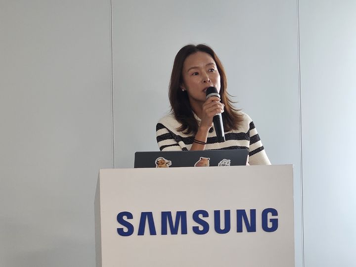 [서울=뉴시스] 박은비 기자 = 삼성 헬스 앰배서더를 맡고 있는 권은주 전 국가대표 마라토너가 14일 갤럭시 워치·삼성 헬스 미디어 브리핑에서 발언하고 있다. 2026.05.14. silverline@newsis.com *재판매 및 DB 금지
