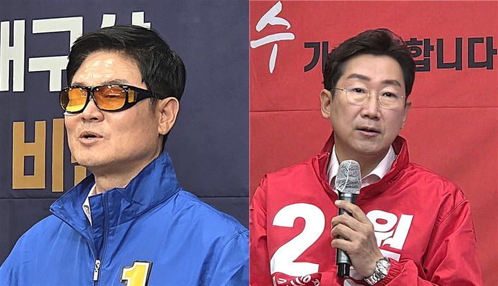 [원주=뉴시스] 왼쪽부터 6·3지방선거 원주시장에 도전하는 더불어민주당 구자열 후보와 국민의힘 원강수 후보. (사진=뉴시스 DB). photo@newsis.com *재판매 및 DB 금지