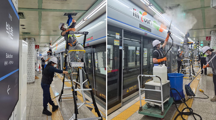 [인천=뉴시스] 인천1호선 환기구 청소. (사진=인천교통공사 제공) 2026.05.14. photo@newsis.com *재판매 및 DB 금지