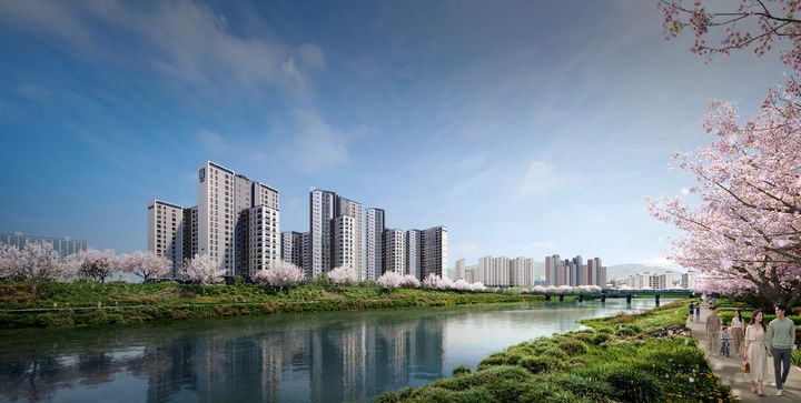 [서울 = 뉴시스] 상주북천 하늘채 파크원 단지 조경(예상) (사진 = 상주북천 하늘채 파크원 홈페이지) *재판매 및 DB 금지